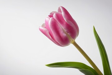 Fototapeta premium there is a pink tulip that is in a vase