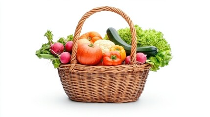 Fresh Organic Vegetables in a Wicker Basket for Healthy Cooking and Lifestyle