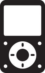 Silhouette vector icon of an MP3 player. Perfect for music, digital audio, portable media devices, and tech-related designs. EPS format, fully editable.