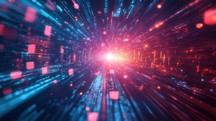 Futuristic Data Stream Tunnel Abstract Technology Background