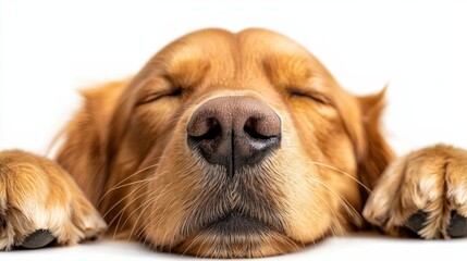 Cute Golden Retriever Dog Sleeping with Peaceful Expression