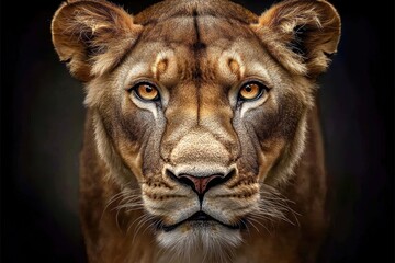 Obraz premium A captivating close-up of a lioness. 