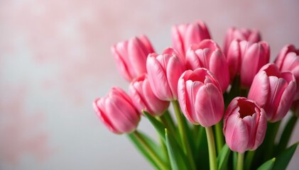 Fototapeta premium Pink tulips with subtle, soft color variations, bouquet, floral