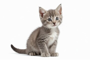 Obraz premium there is a small kitten sitting on a white surface
