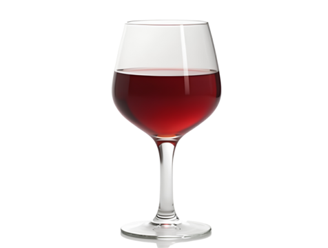 A glass of wine isolated on a transparent background, PNG file (Generative AI).