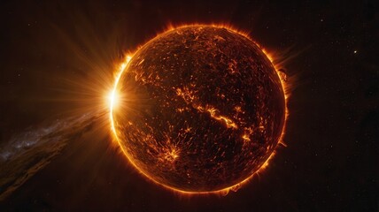 sun, planet, space, solar, star, light, earth, abstract, astronomy, fire, globe, eclipse, universe, glow, red, hot, galaxy, science, blue, illustration, energy, moon, heat, orange, world