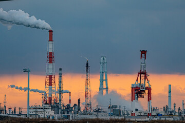 四日市　工業地帯の夕日　名古屋/Yokkaichi Sunset in the industrial area Nagoya Japan