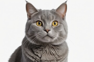 Obraz premium there is a gray cat with yellow eyes looking at the camera