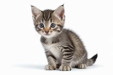 Obraz premium there is a small kitten sitting on a white surface