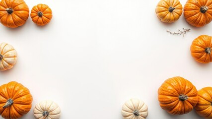 Pumpkins on white background with candles, fall, countryside, centerpieces