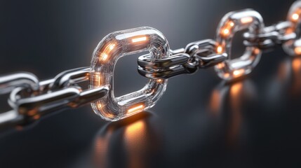 Obraz premium Glowing Transparent Chain Link with Integrated Padlock Design