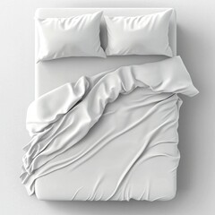 Obraz premium Soft pillows and blankets arranged on a mattress.