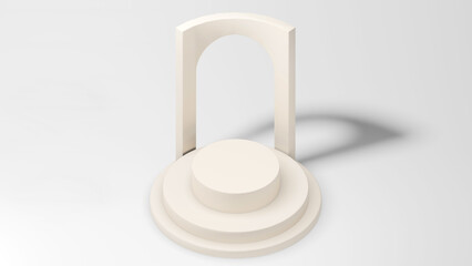 3D Minimalist Nude White Pedestal Podiums with Arch Backdrop