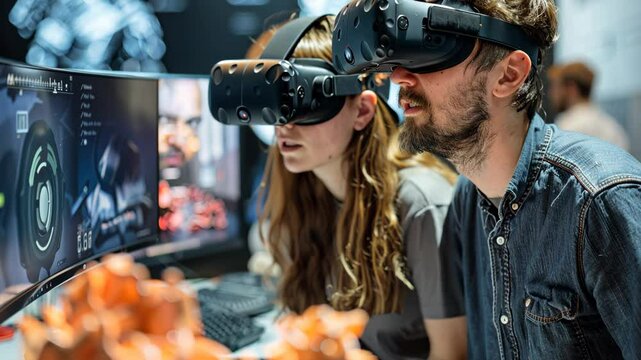 game development team reviewing 3D models