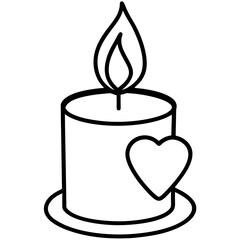 Minimalist Line Art Candle with Heart Design
