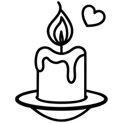 Minimalist Line Art Candle with Heart Design