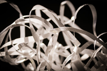 abstract white ribbon tied up metaphor chaos obstacle elegant tangled strands isolated on background graphic element for creative festive events