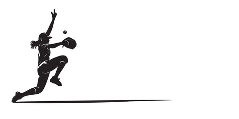 Silhouette women of a Baseball Player Hitting – Athletic Vector Art