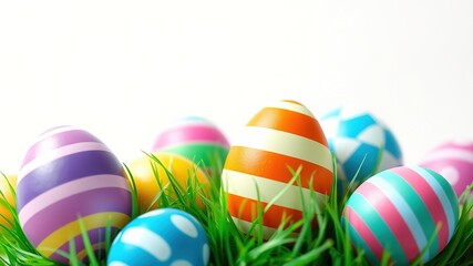 Obraz premium Colorful Easter Background with Geometric Eggs and Lines