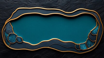 Abstract Frame with Teal and Gold: An abstract frame with a teal background and gold accents, offering a sophisticated and artistic backdrop for text, graphics, or products.
