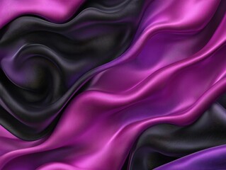 Obraz premium Elegant Purple and Black Silk Fabric Draped in Gentle Waves and Soft Textures for Background and Design Use