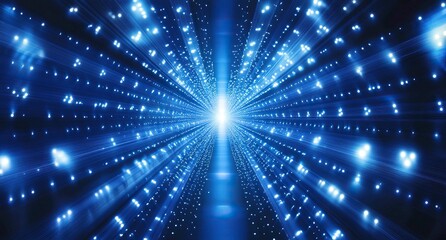 Fototapeta premium Abstract blue background with light rays and glowing stars for a technology concept vector presentation design template. Dark gradient stage backdrop or wallpaper illustration, 
