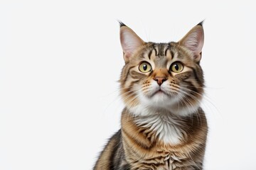 Obraz premium there is a cat that is sitting down looking up