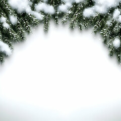 Obraz premium Snowy fir branches frame, winter card