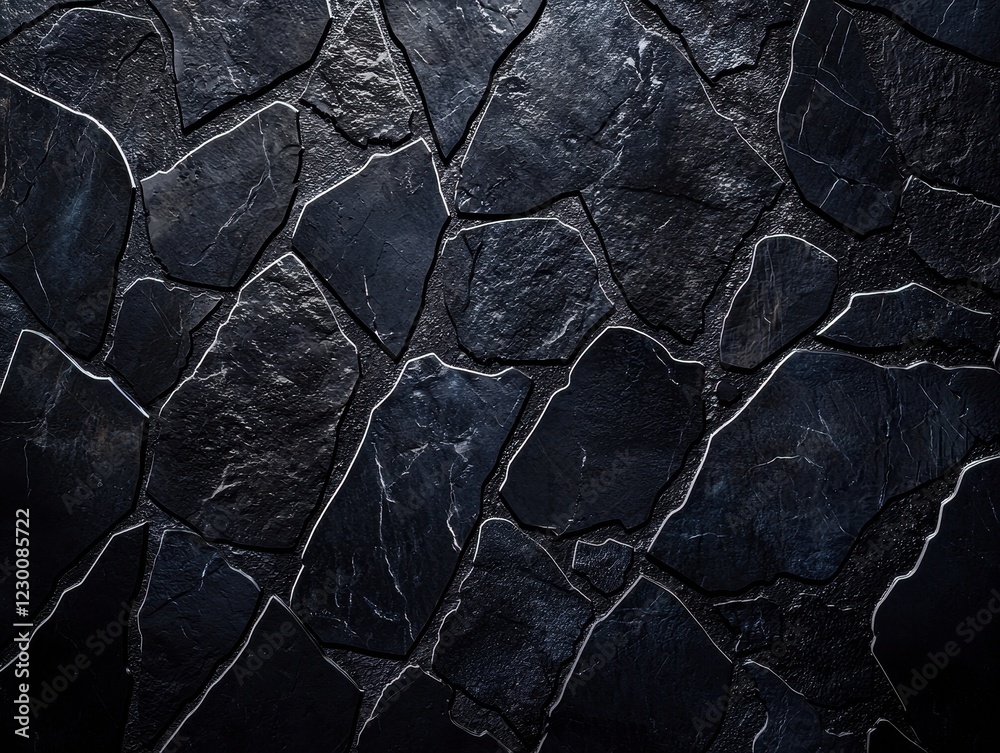 Poster dark textured stone wall panels with sharp edges and subtle grains for modern design and architectur