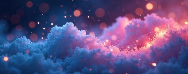 Luminous, gossamer threads weave through the sky, ethereal, gentle