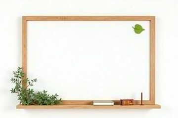 Minimalist Wooden Shelf with Greenery and Books – Modern Interior Design