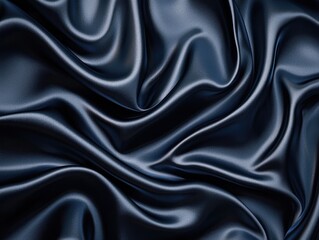 Obraz premium Luxurious Deep Blue Satin Fabric with Soft Drapes and Elegant Texture
