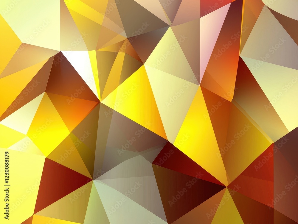 Poster abstract geometric background with triangular shapes in golden and amber tones for modern design pro