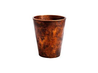 rustic copper cup with textured surface, Isolated on white background