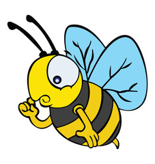 Bee smiling isolated on white background