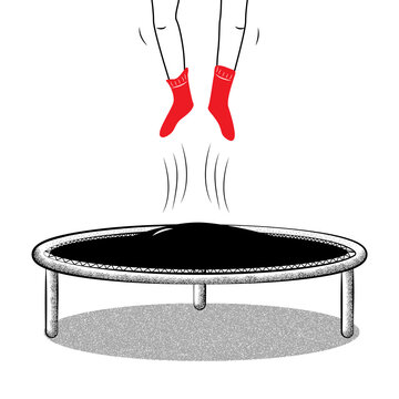 jumping red socks on trampoline clip art preview