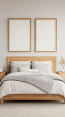 Cozy and modern bedroom interior with minimalist decor elements.