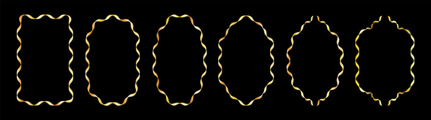 Set of decorative frames with wavy lines and patterns. Trendy vintage fancy frames for wedding invitations, birthday cards, prints.