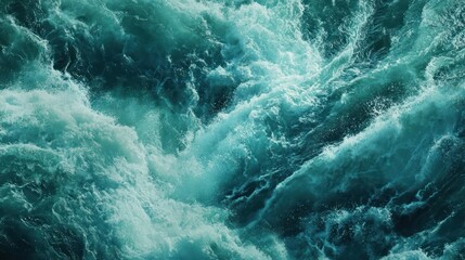 Turbulent ocean waves, aerial view, sea foam, nature background, website design