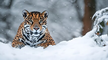Obraz premium Jaguar on a winter day