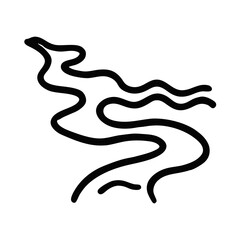Fototapeta premium Abstract Contour Illustration of Flowing River in Minimalist Black Lines