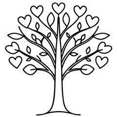 Obraz premium Minimalist Love Tree Line Art Illustration