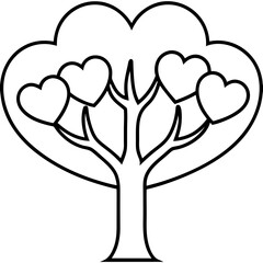 Minimalist Love Tree Line Art Illustration