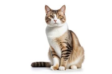 Obraz premium there is a cat sitting on a white surface looking at the camera