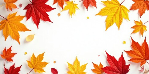 Obraz premium Colorful maple leaves isolated on white background, yellow, autumn leaves, leaf