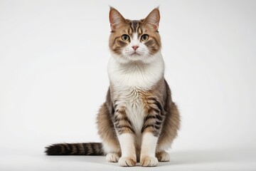 Obraz premium there is a cat sitting on a white surface looking at the camera