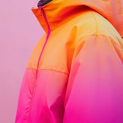 Vibrant Gradient Jacket in Pink and Orange for Fashion Enthusiasts