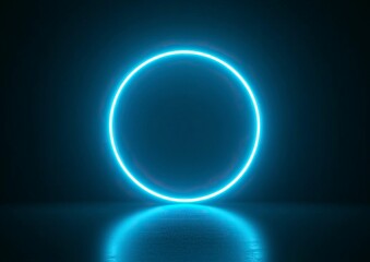 Obraz premium Abstract glowing blue light effect with a ring and circle on a black background. Vector illustration of an elegant glowing line or thin circular shape in motion with a long exposure effect, isolated.