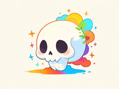 Colorful Skull Illustration: A Whimsical Take on Mortality