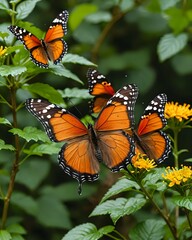 Fototapeta premium butterflies flying in the middle of the garden forest